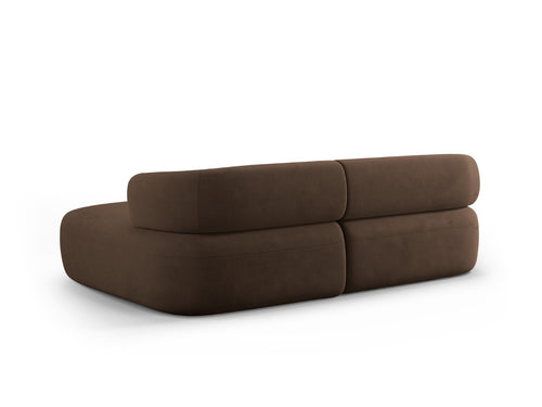 Micadoni rechter hoekbank Jenny 5-zits, flueel chocolade - 145x200x73cm
