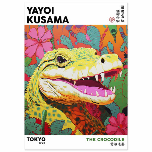 Artfulprints Poster met Lijst Yayoi Kusama - The crocodile   - A4 21x29.7 cm - Meerkleurig