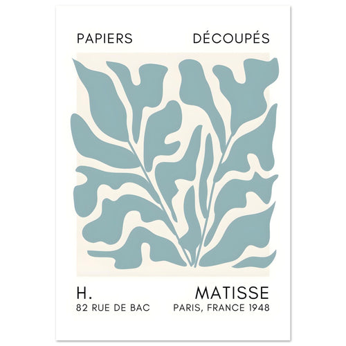 Artfulprints Poster met Lijst Matisse – Seabed shapes turquoise   - 50x70 cm - Turquoise