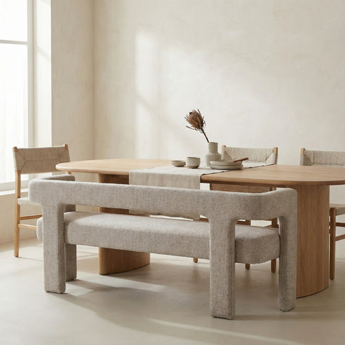 DÉJA Living Eetkamerbank Seto - Beige Stof - 200x54x68cm