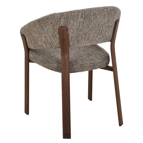 DÉJA Living Eetkamerstoel Chera - Taupe/Walnoot - Set van 2