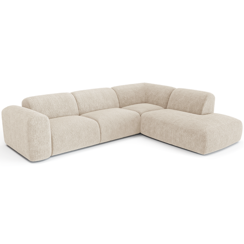 Sia Home - Grote hoekbank  MYRA - fluweel met patronen crème 269cm