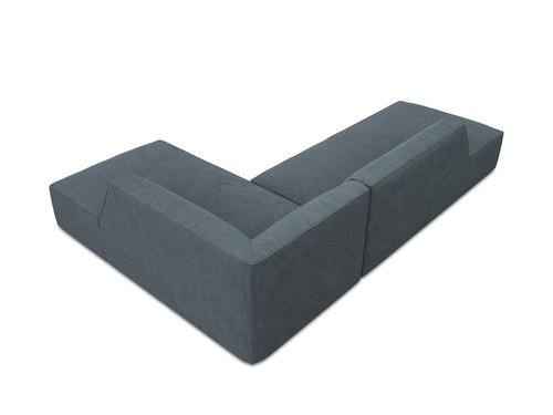 Micadoni rechter hoekbank Ruby 4-zits, ribfluwelen, blauw - 180x273x69cm