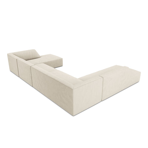 Cosmopolitan Design - Panoramische hoekbank links Siena 7-zits, ribfluwelen lichtbeige - 273x366x69cm