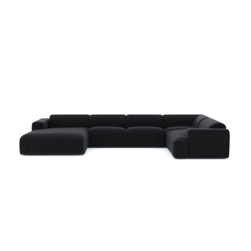 Sia Home - Panoramische bank, links MYRA - getextureerd fluweel donker antraciet 354cm