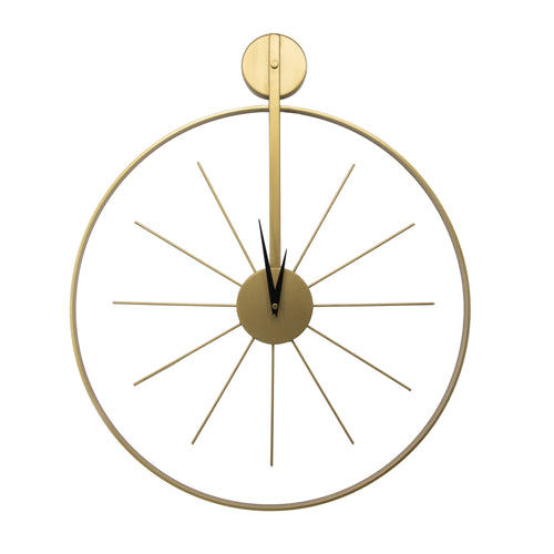 Art for the Home Klok - Luxe Gouden Ronde Hangende Klok - 55cm x 65 cm - vtwonen shop