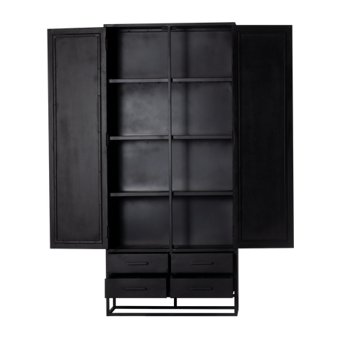 Giga Meubel Wandkast Isa - Zwart Hout - 90x40x200cm