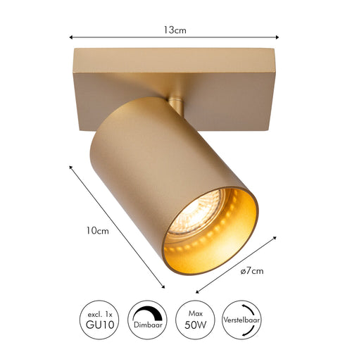 Atmooz plafondlamp Nuo 1 - goud - goud binnenin - 15 x 10 x H 12 cm - GU10
