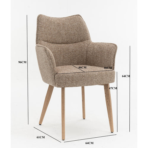 DÉJA Living Eetkamerstoel Zayn - Taupe/Naturel - Zithoogte 47cm - Set van 2 - vtwonen shop
