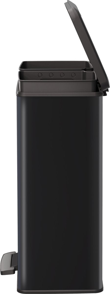 Curver Decobin Duo Prullenbak - 26L+26L - Rechthoekig - Zwart - vtwonen shop