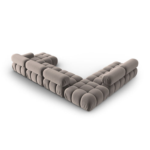 Cosmopolitan Design - Modulaire panoramische hoekbank links Cortina 7-zits, flueel cappuccino - 282x376x70cm