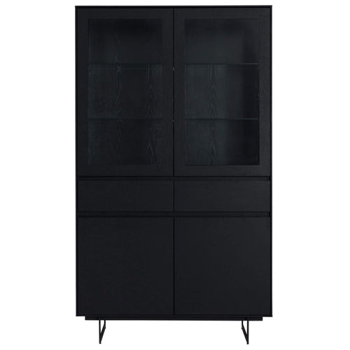 Furnhouse vitrinekast Tokyo - Zwart - MDF, zwart eikenfineer - 45x110x190