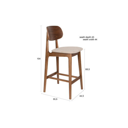 Dutchbone Marais Barkrukken 68,5 cm Walnoot kleur - Set van 2