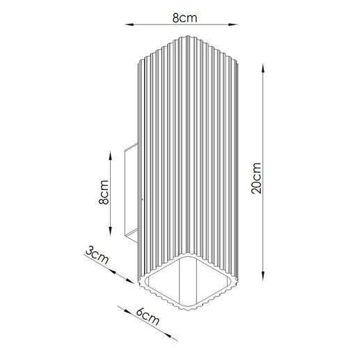 Sollux Lighting Wandlamp RAYO 20 saliegroen - 6x8x20cm