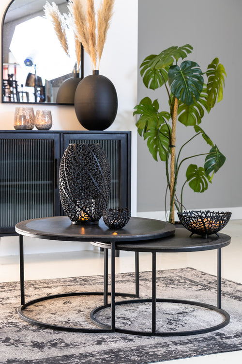 Light & Living salontafel TALCA - Ø75x45cm - zwart - Set van 2