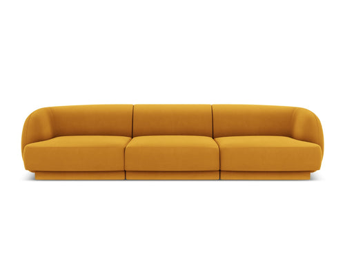 Micadoni Bank Miley 3-zits, flueel, geel - 90x255x70cm