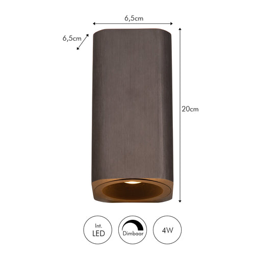 Atmooz wandlamp Solito downlight - geborsteld brons - Ø 6,5 x H 20 cm - geïntegreerde led