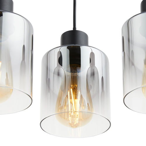 Lighto | Design hanglamp zwart met smoke glas 6-lichts | Nala