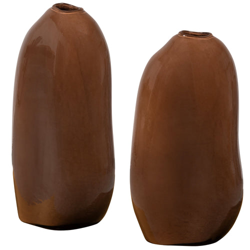 WOOOD vaas Sahil - Glas - Bruin - Set van 2 - vtwonen shop