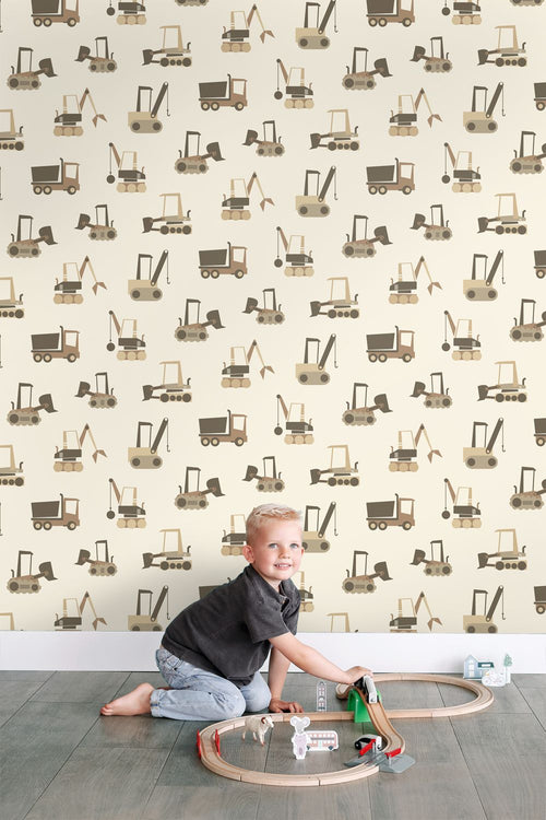 ESTAhome behang voertuigen beige en bruin - 50 x 900 cm - 132245