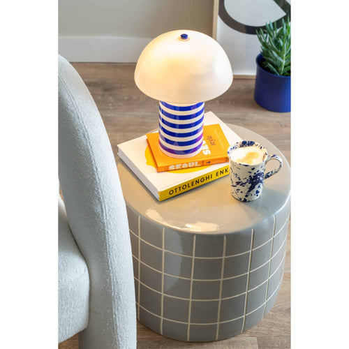 Leitmotiv bijzettafel Retro Tiles Low - grijs - Ø42cm