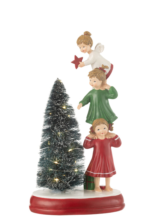 J-Line decoratie Engelen Boom - polyresin - mix - LED