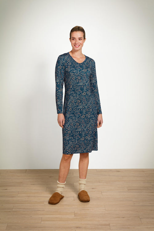 Pip Studio - Danai Nachthemd Lange Mouw Dames - Daisy Dreams - Blauw - XXL - vtwonen shop