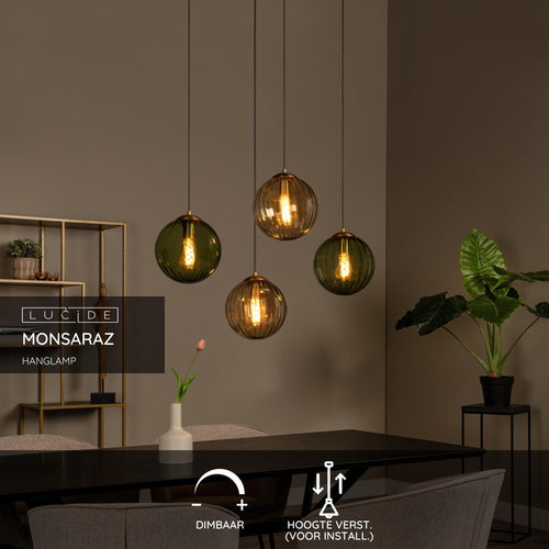 Lucide hanglamp MONSARAZ - 4xE27 - Groen - vtwonen shop
