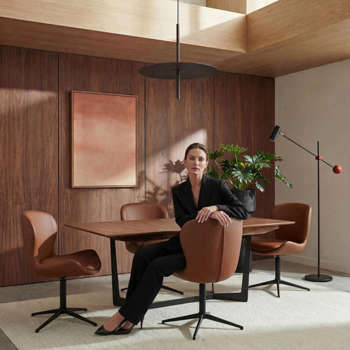 Furnhouse eetkamerstoel Nicklas - Donkerbruin - Leer - Set van 6
