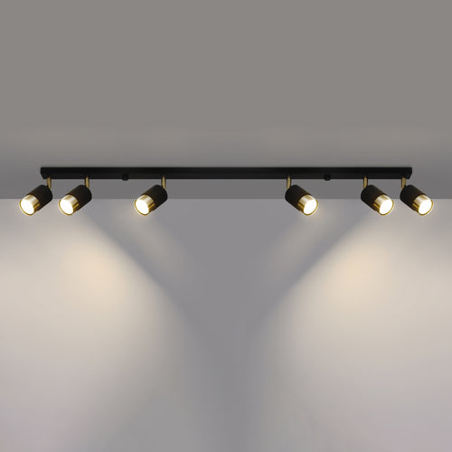 Sollux Lighting Plafondlamp NERO 6 zwart/goud - 117x5x18cm