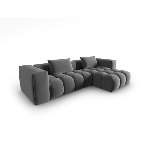 Cosmopolitan Design - Modulaire hoekbank rechts Verona 3-zits, flueel warm grijs - 145x260x70cm