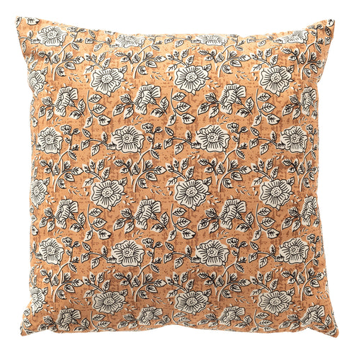 JULITA - sierkussen 45x45 cm - bloemenmotief - 100% katoen - Dusty Coral - roze