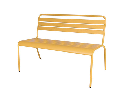 MaximaVida metalen tuinset Max okergeel 150 cm – 1 tafel met 2 stoelen en 1 bank - vtwonen shop