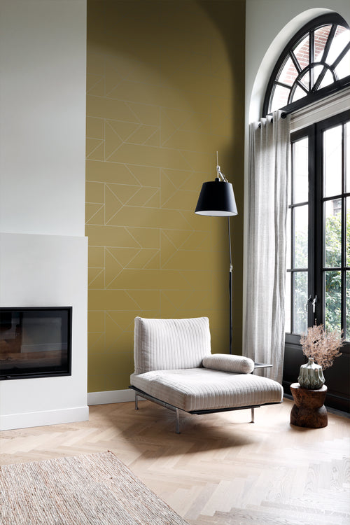 Origin Wallcoverings behang grafische lijnen okergeel - 0,53 x 10,05 m - 347723 - vtwonen shop