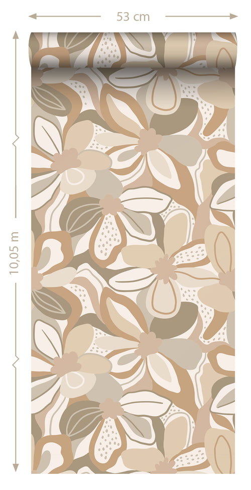 ESTAhome behang bloemmotief beige - 50 x 900 cm - 139628 - vtwonen shop