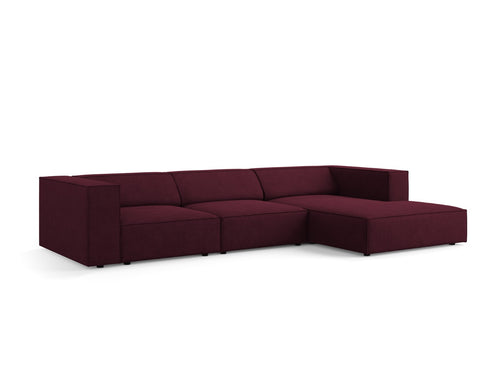 Cosmopolitan Design rechter hoekbank Arendal 4-zits, chenille met ribbeleffect, robijn - 166x284x70cm