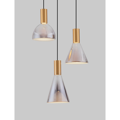 Nova Luce VOI Hanglamp met clusterdesign, rookkleurig messing en goudkleurige Triac dimbare LED 24W 720lm 3000K