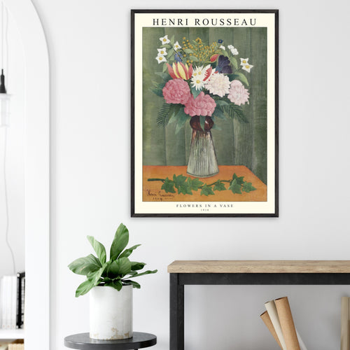 Artfulprints Poster Henri Rousseau - Flowers in a vase   - 50x70 cm - Groen
