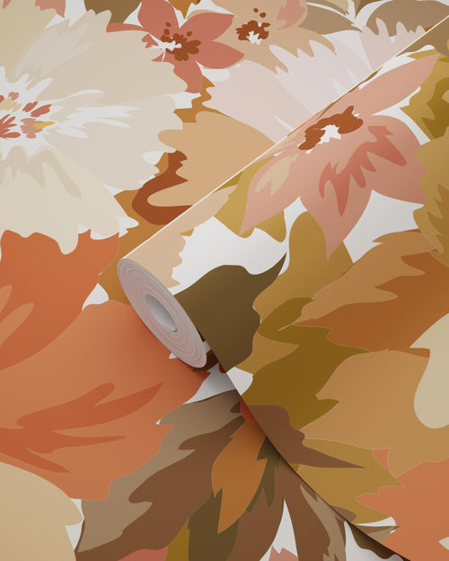 ESTAhome behang bloemen terracotta - 50 x 900 cm - 131265 - vtwonen shop