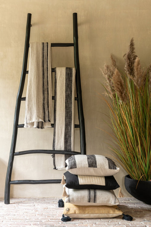 J-Line decoratie Ladder 6 Stappen Teak - hout - zwart