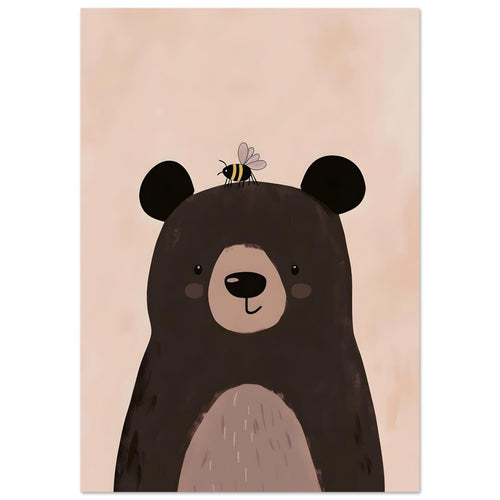 Artfulprints Poster Donkere beer   - 70x100 cm - Bruin