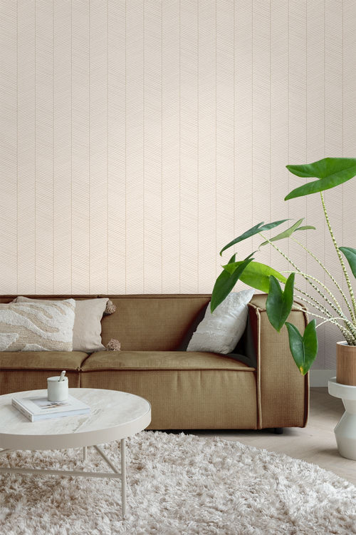 ESTAhome behang visgraat-motief zandkleurig en beige - 53 cm x 10.05 m - 139565