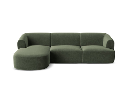 Cosmopolitan Design Modulaire hoekbank links Campi 4-zits, flueel groente - 156x256x70cm