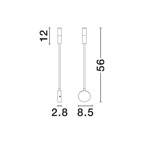 Nova Luce SONICA Leeslamp voor aan de muur, zandkleurig zwart, LED 6W 453lm 3000K IP44, aan/uit-schakelaar