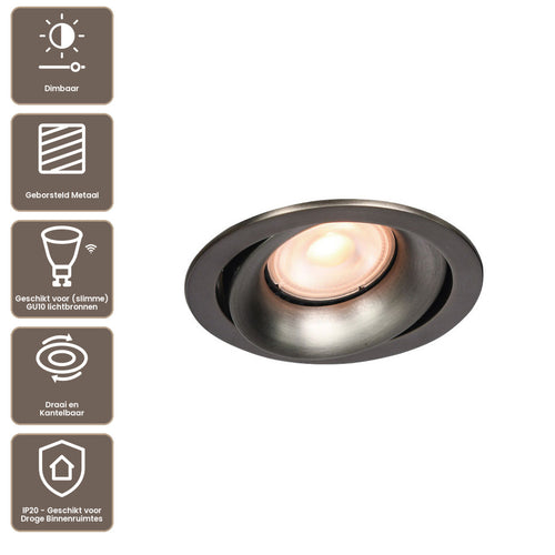Artdelight Inbouwspot Alice Rond - Gun Metal