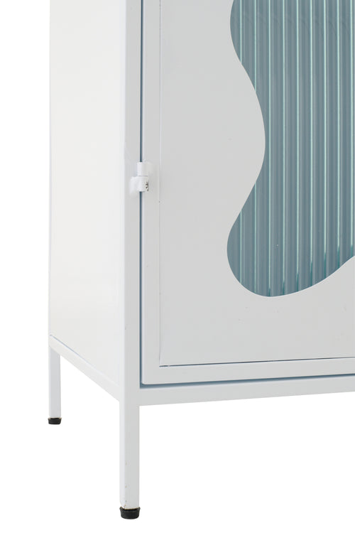 J-Line decoratie Kast - polyresin - ijzer/glas - wit