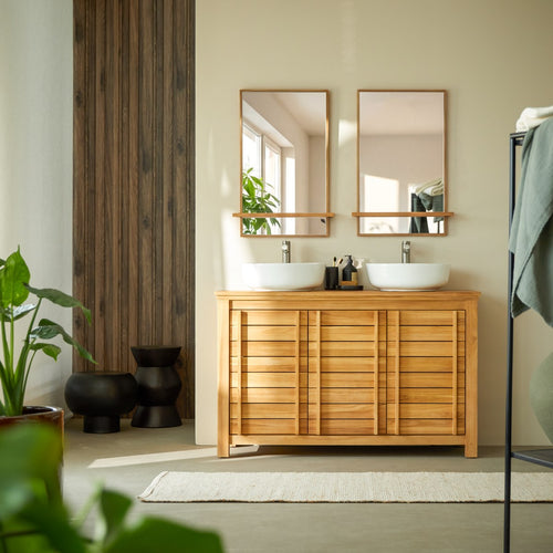 Tikamoon Wastafelmeubel van massief teak 125 cm - Naturel