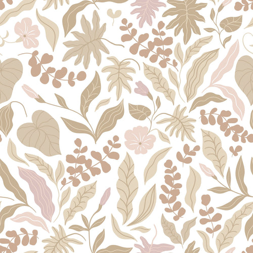 ESTAhome behang bladeren en bloemen beige en roze - 50 x 900 cm - 131047 - vtwonen shop