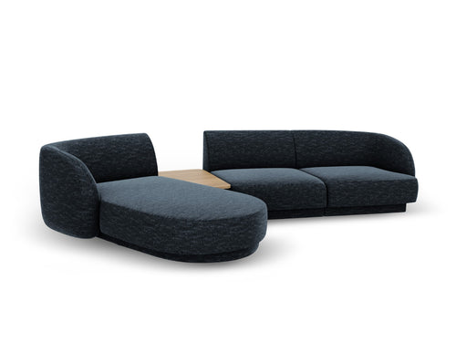 Micadoni linker modulaire bank Miley 3-zits, chenille, koningsblauw - 178x303x70cm