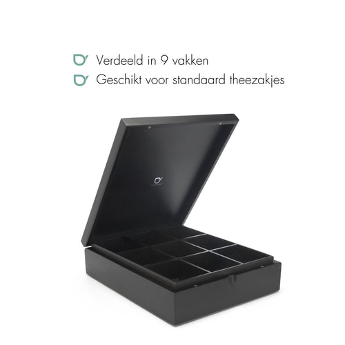 Bredemeijer - Theedoos 9 vaks gesloten bamboe zwart